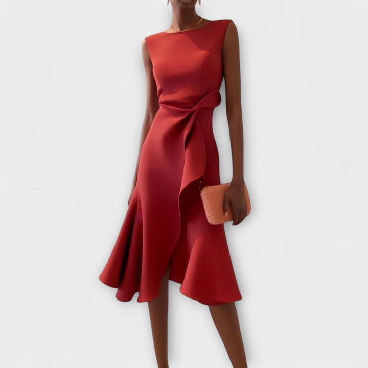 Juliette – Asymmetrical Draped Midi Dress
