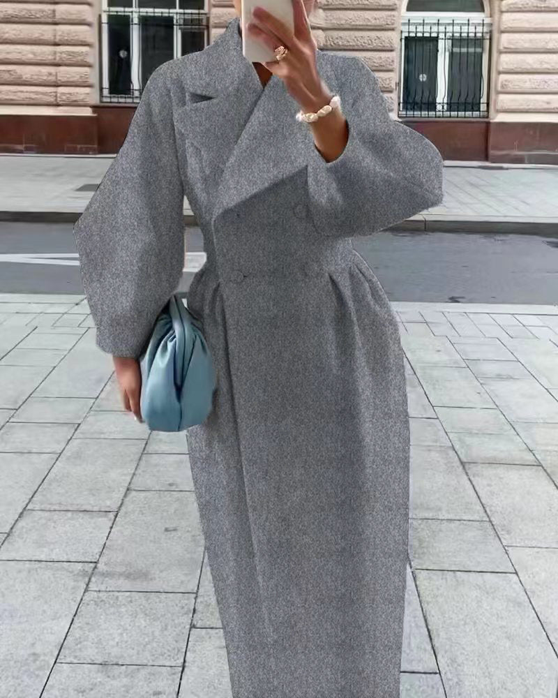 Eva | Elegant Long Women's Trench Coat with Notch Collar