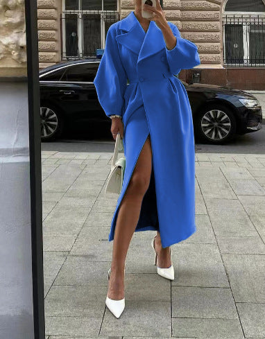 Eva | Elegant Long Women's Trench Coat with Notch Collar